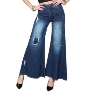 Dark Denim Mid Rise Ultra Bell Bottom Stretch Jeans